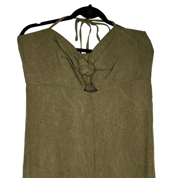 Anthropologie Elevenses Tropicale Jumpsuit in Olive Size 12 Jacquard - Picture 4 of 11